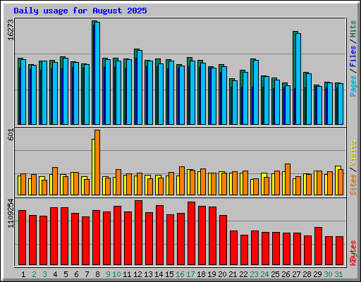 Daily usage for August 2025