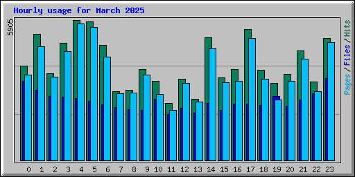 Hourly usage for March 2025